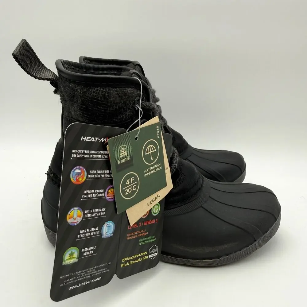 Kamik Girls Mid-Calf Winter Boots US 12 EU 30 Black Waterproof Insulated NIB
